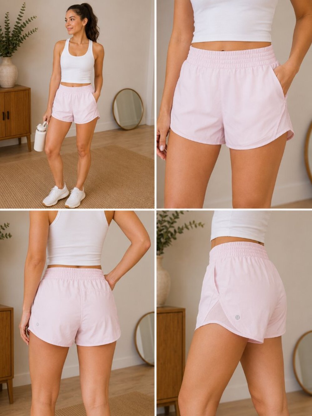 Lululemon Hotty Hot High Rise Short Sz 2 Pink Lined Running Mesh Panel 4"